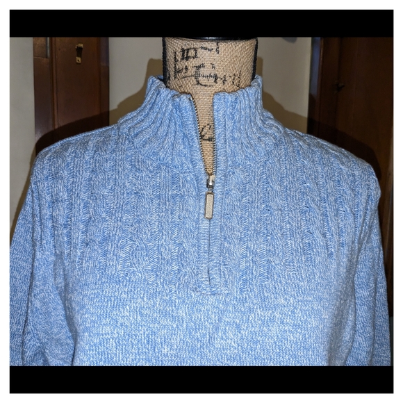 Karen Scott Blue marled Long Sleeve 1/4 Zip Pullover Sweater XL - Picture 2 of 5